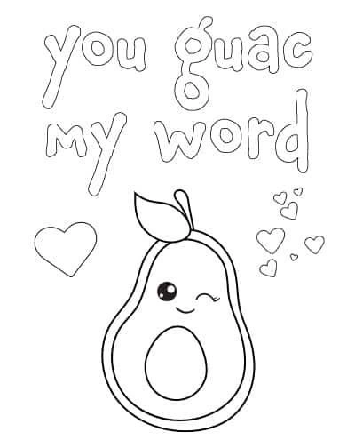 Kolorowanka walentynkowe awokado